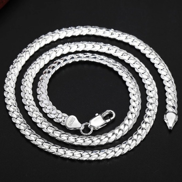 NEW UNISEX S925 STERLING SILVER CHAIN CHOKER 5MM NECKLACE - Picture 6 of 6